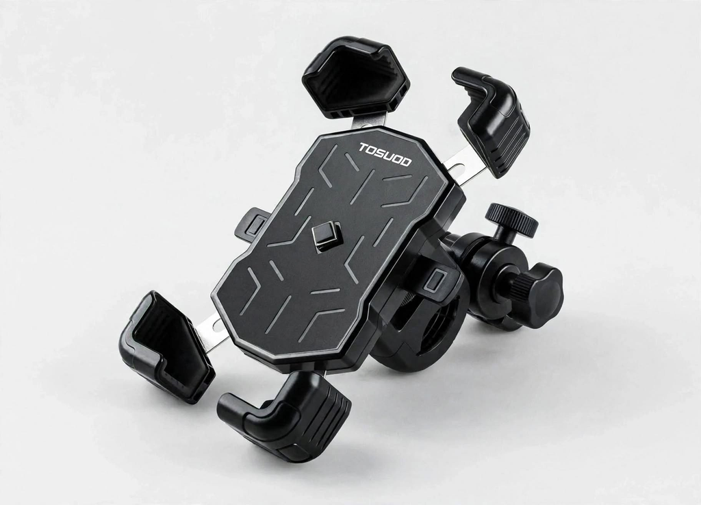 Support téléphone noir pour guidon vue inclinée