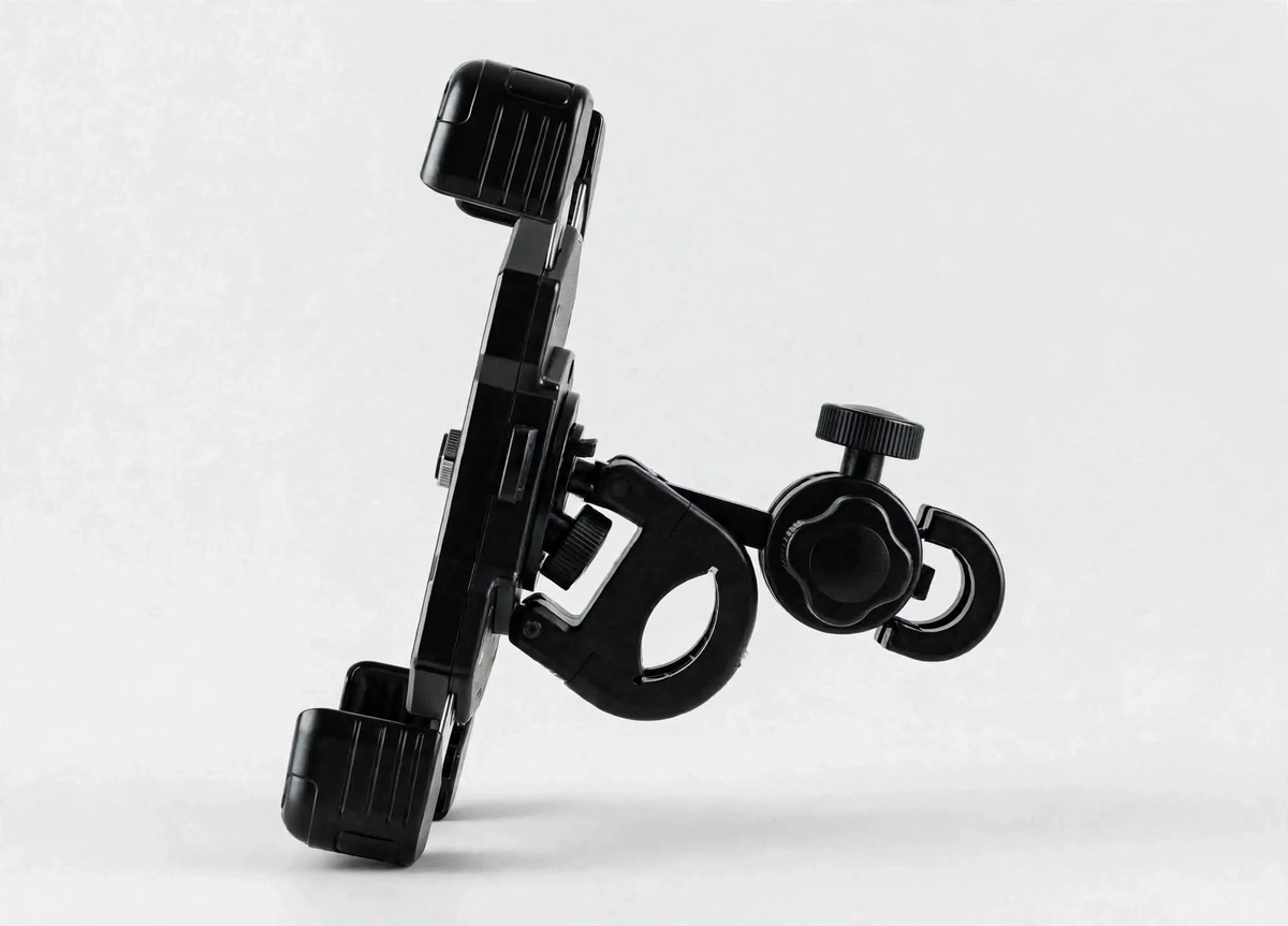 Support téléphone noir pour guidon vue latérale